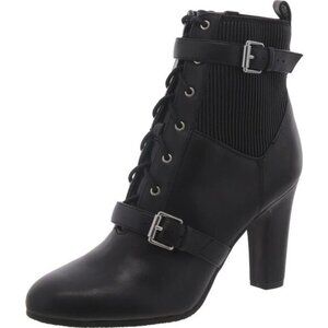 Sam Edelman Skylar Black Zipper Block Heel Ankle Boots with Lace-up detail 10 M